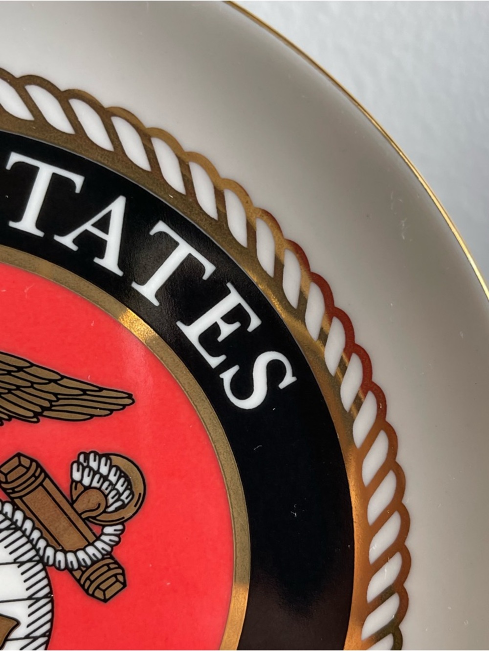 Vtg US Marine Corps 6.75” Plate 22K Gold Details Trim Porcelain Limited USA - Picture 4 of 11